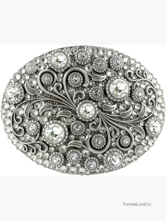 Vintage Crystal Rhinestone Floral Oval Western Belt Buckle main image 6